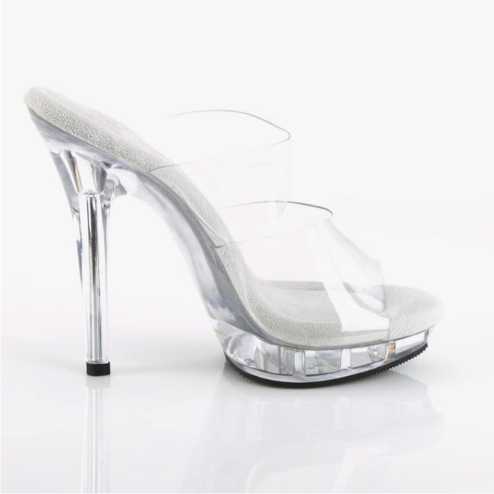 Fabulicious Elegant Clear Stiletto/Competition Heels Sz 7 - Picture 5 of 7